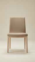 Linea ash hardwood dining chair, Three-quarter angle as default for sculptural clarity; camera at seat height for...