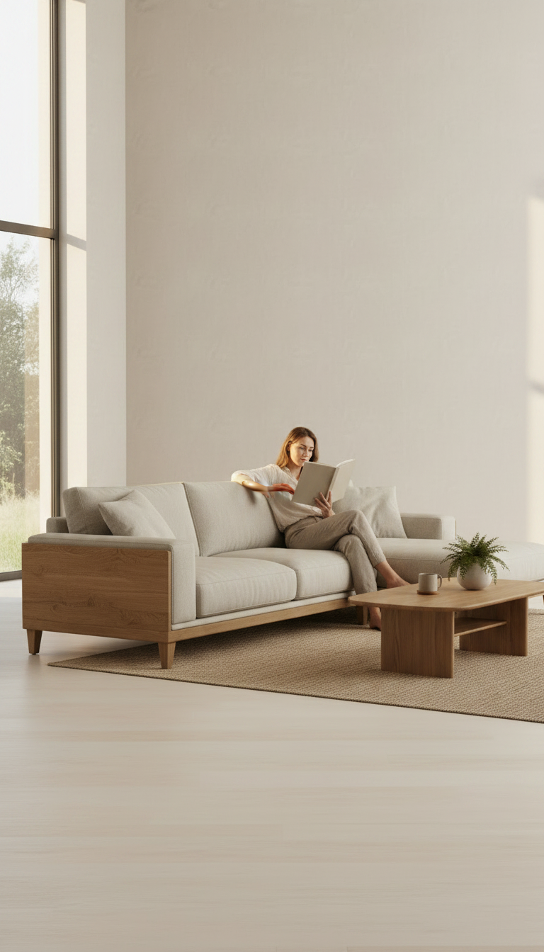Belgian Linen Sectional Sofa in use
