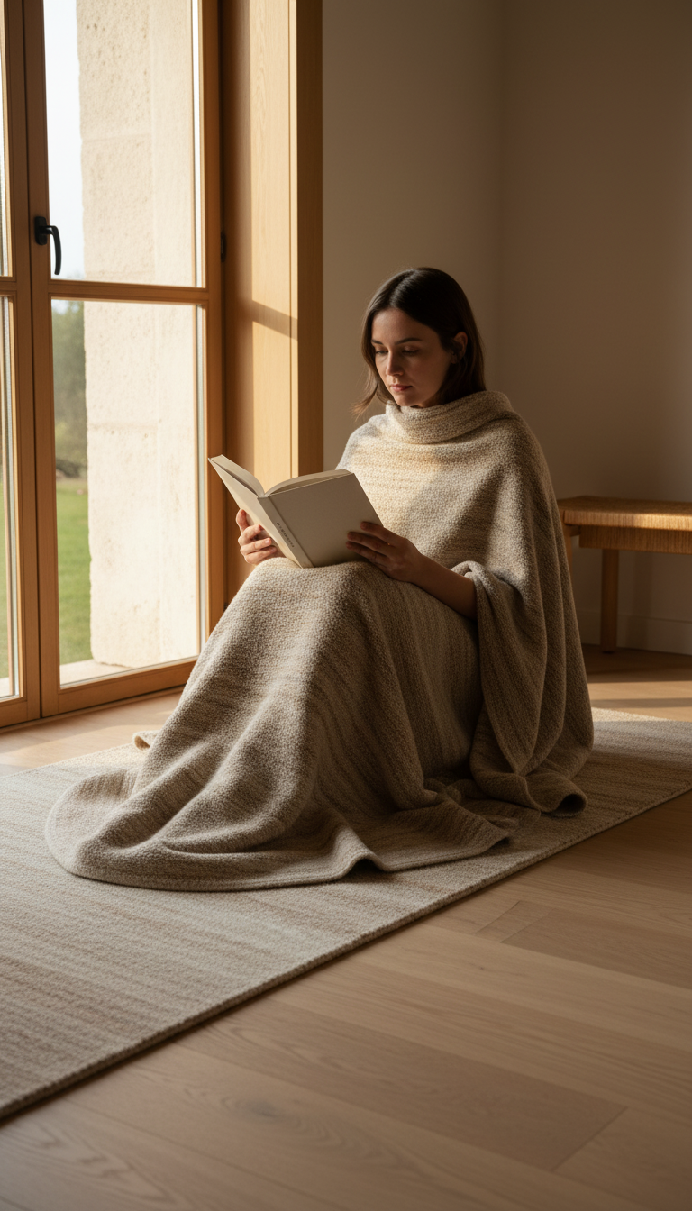 Warm Sand New Zealand Wool Runner in use
