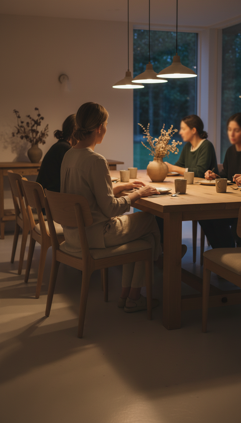 Solid Wood Dining Chair in Beige in use