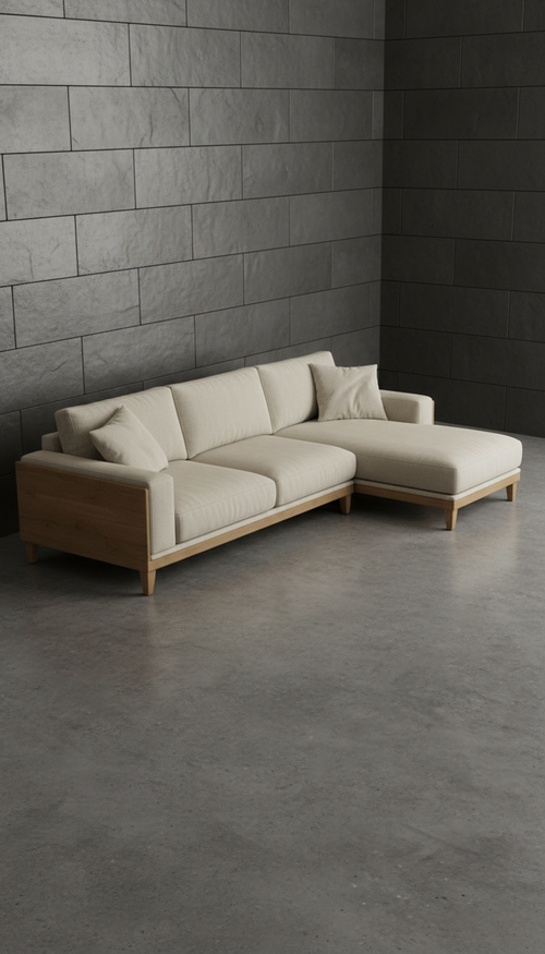 Belgian Linen Sectional Sofa in a new setting