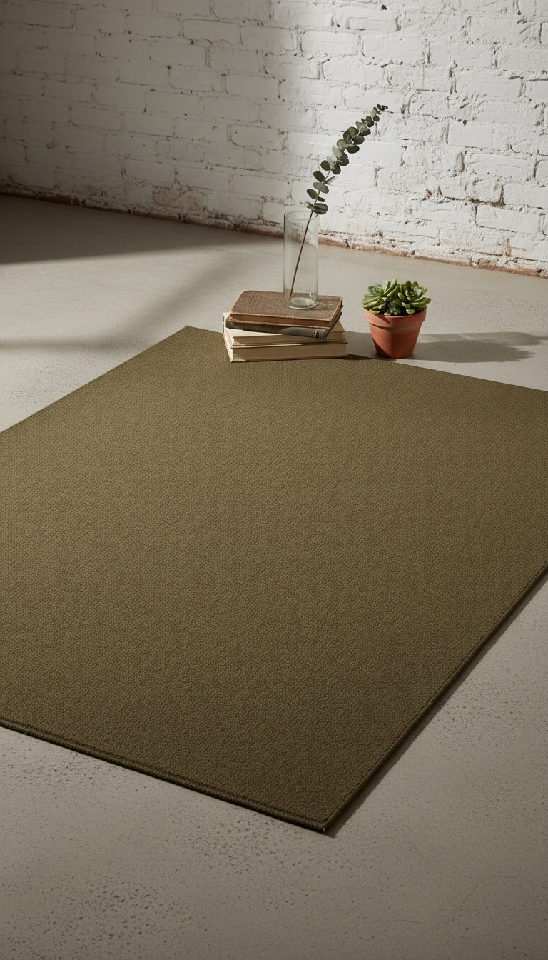 Olive Brown Wool Blend Rug in a new setting