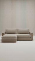 Modular taupe oak sofa, folded throw or book) for scale and warmth. Backgrounds remain unobtrusive but textured—e.g.,...