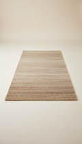 Warm Sand New Zealand wool runner, Shoot rugs at a 3/4 angle from low height to showcase both surface texture and edge...
